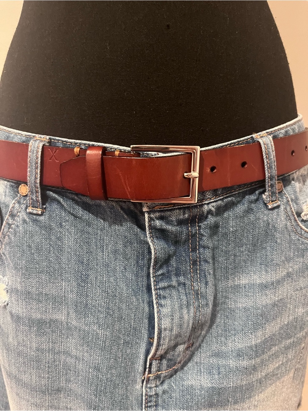 Classic Express Brown Leather Belt with Silver Buckle Unisex